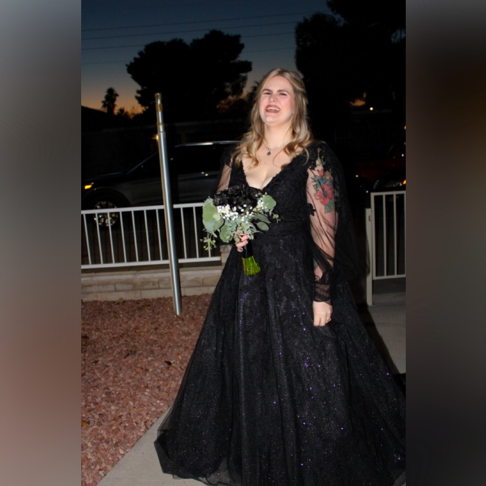 Rebecca Ingram Black Wedding Dress with Veil